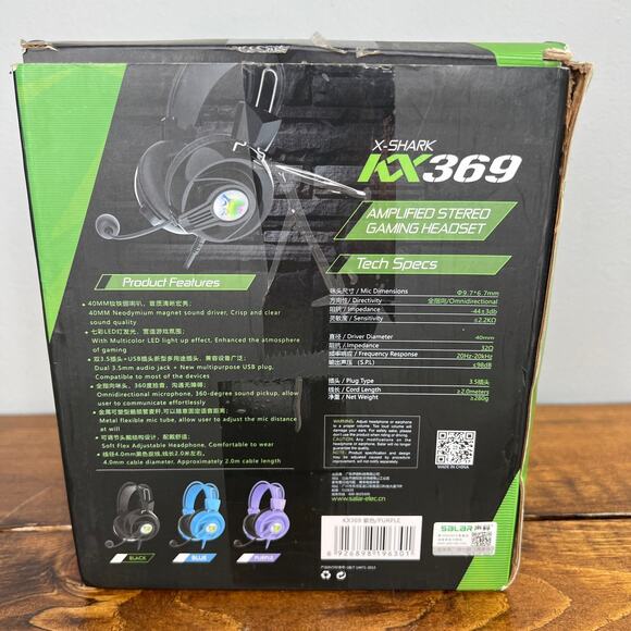 X- Shark KX369 Amplified Stereo Gaming Headset Purple PC/Notebook Salar w/Box - Picture 8 of 8